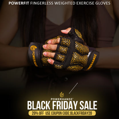 POWERHANDZ POWERFIT Fingerless Weighted Exercise Gloves - POWERHANDZ