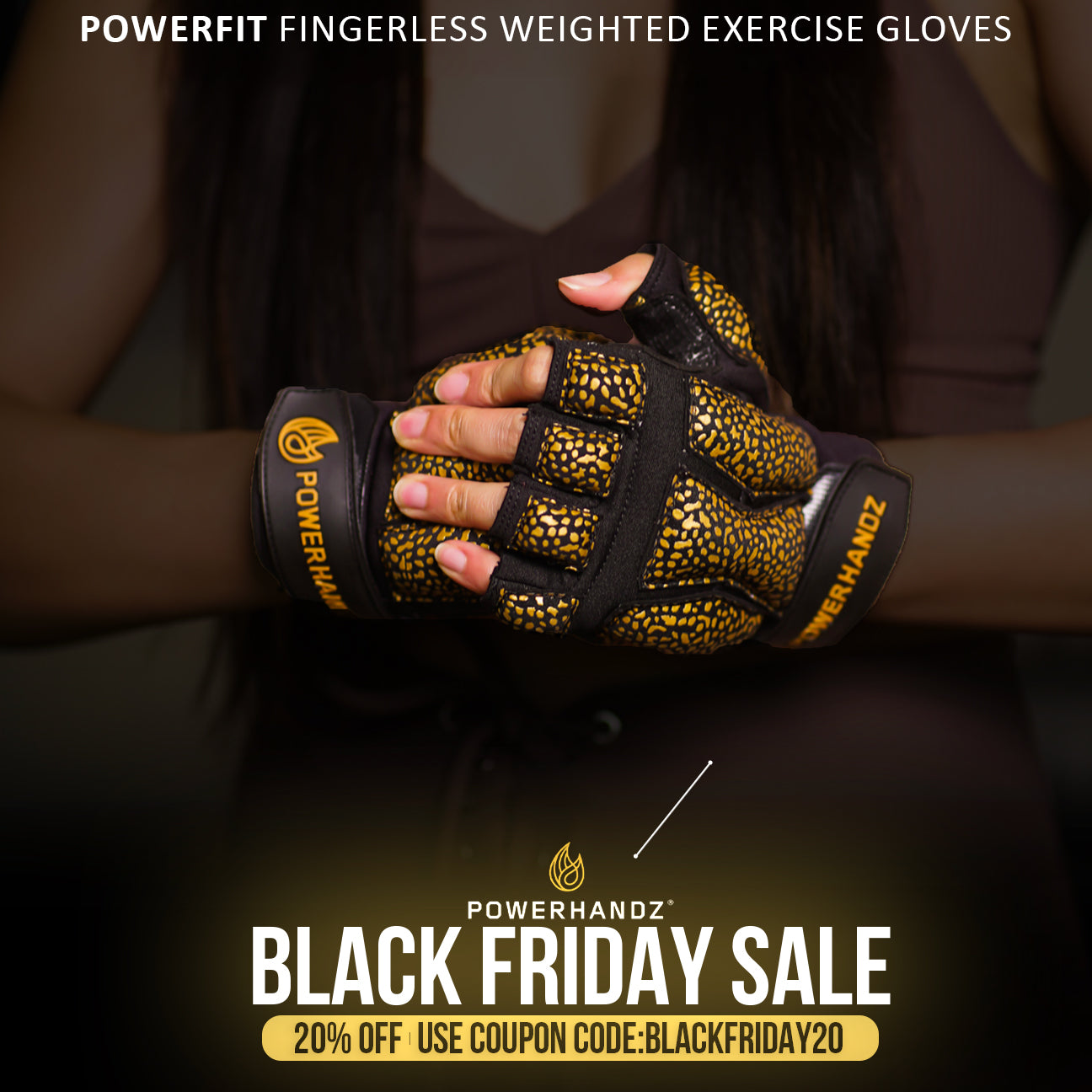 POWERHANDZ POWERFIT Fingerless Weighted Exercise Gloves - POWERHANDZ