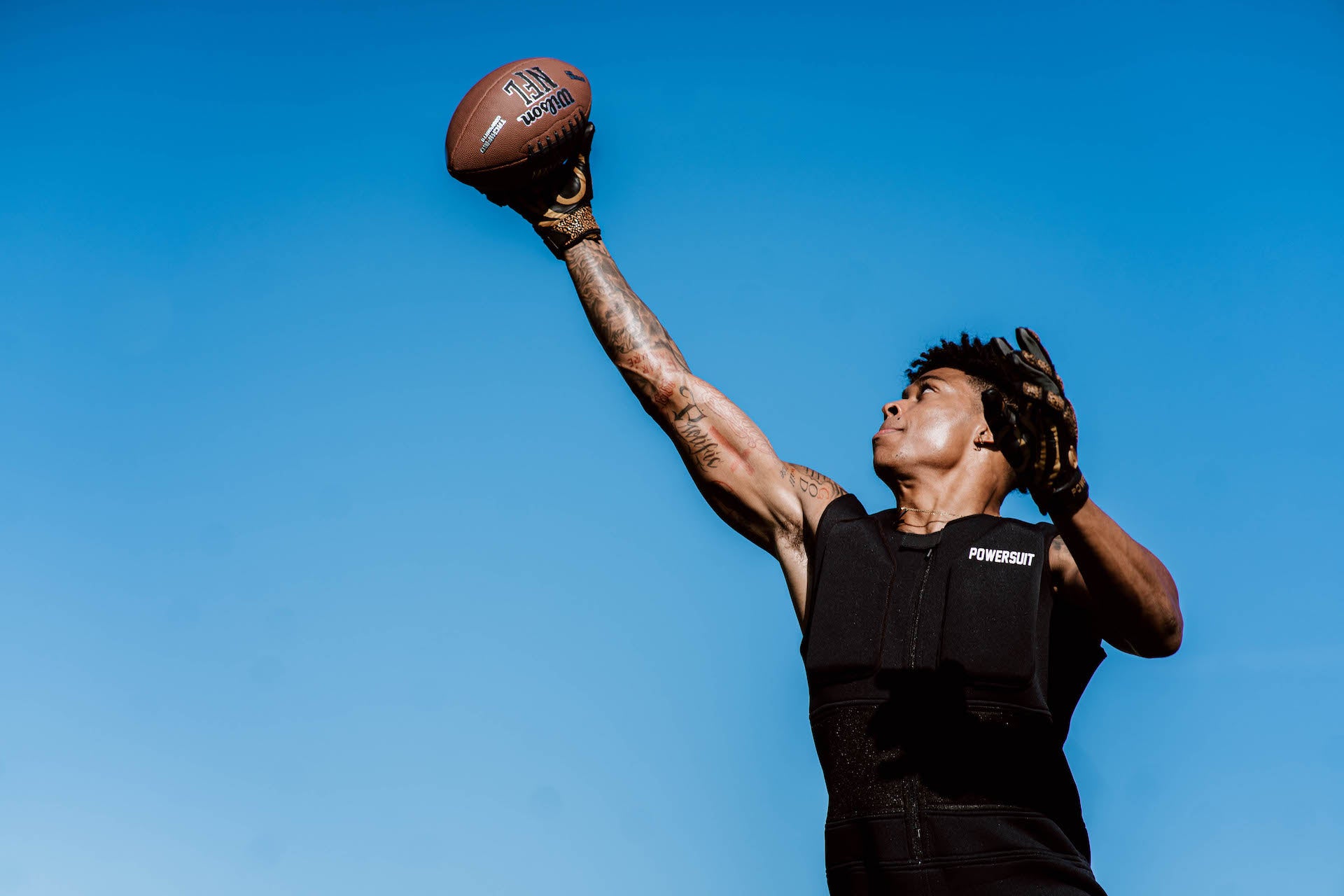 POWERHANDZ Football Anti-Grip Weighted Gloves - POWERHANDZ